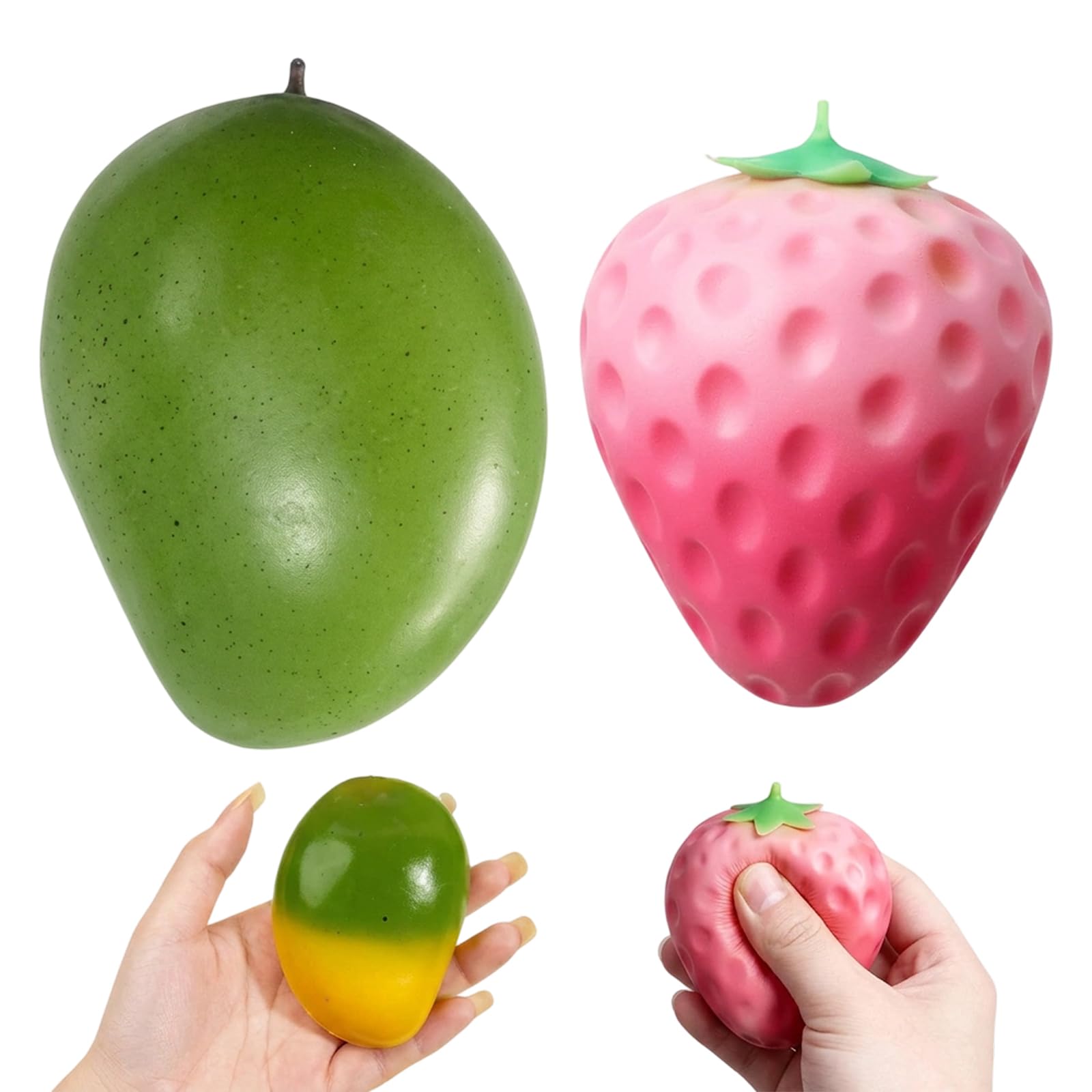 GETFACAI Mango Squishy and Strawberry Squishy, Colour-Changing Fruit Squishies, Office Desk Accessories with Functional Benefits, Ideal for Office Environments and Study Spaces