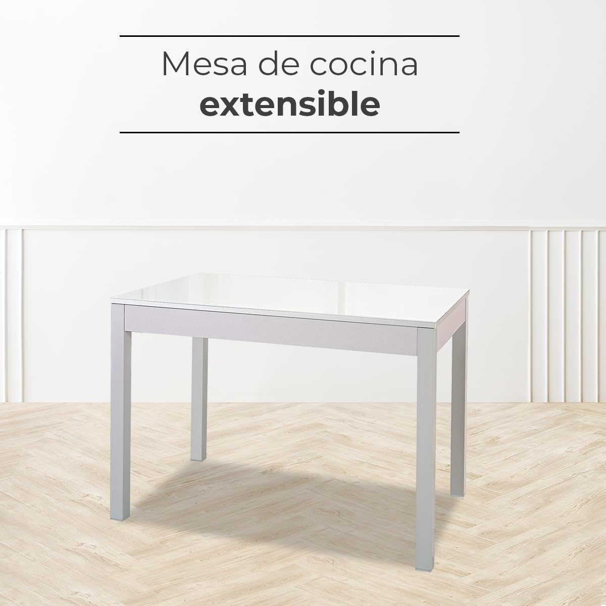 ASTIMESA Mesa de Cocina, Metal, Blanco, 100x60cm-extendida 150x60 cms