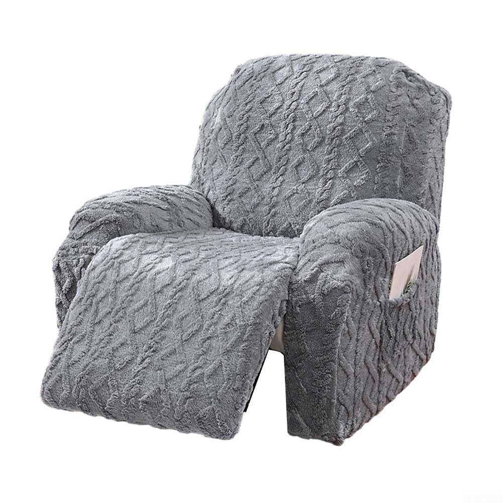 Silla reclinable individual relajante con funda estampada gris claro para salón familiar