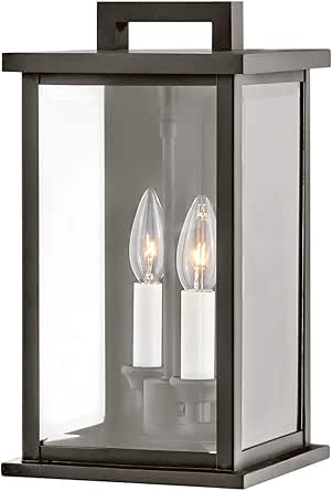 Hinkley Weymouth Two Light Outdoor Small Wall Mount Lantern, Oil Rubbed Bronze