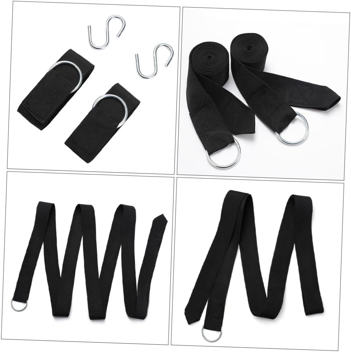 FOMIYES 6pcs Adjustable Nylon Swing Hanging Ropes with Reinforced Tree Straps and Thickened S-Hooks for Outdoor Hammock and Swing Hanging Kits