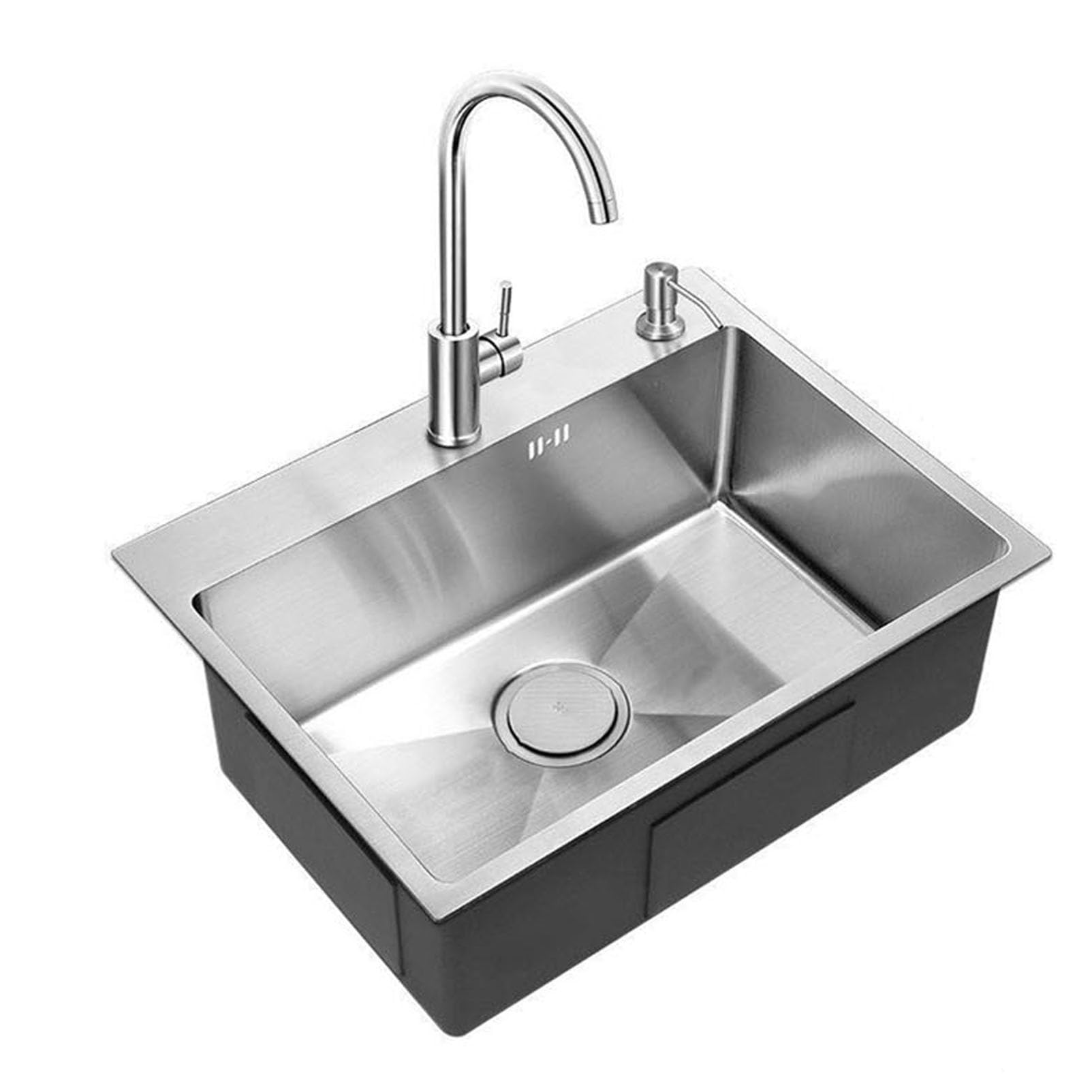 ZQFHSX Stainless Steel Kitchen Sink Free Standing， Single Bowl Built-in with Drain Fittings,Square Undermount Basin,(45x40cm)