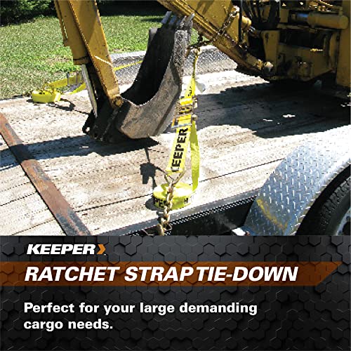 Keeper - 2" X 27' Heavy Duty Ratchet Tie-Down With Chain End And Grab Hook - 3,333 Lbs. Working Load Limit And 10,000 Lbs. Break Strength #TOP2