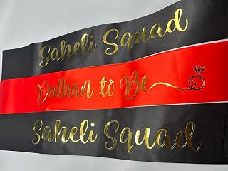 Dulan To Be Sashes, Team Dulhan, Saheli Squad, Bride to Be Sashes Banner Ribbon, Shadi Pakistani Indian Wedding (Red-Saheli)