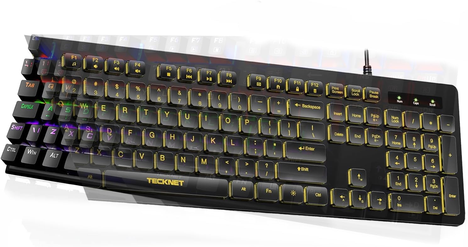 TECKNET Wireless Ergonomic Keyboard, 2.4G USB & Bluetooth Rechargeable Keyboard, UK Layout