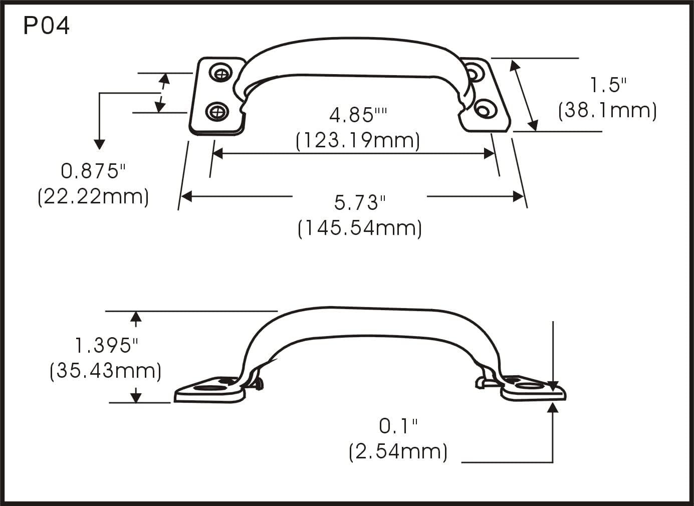 QCAA Door Pull, Steel, Zinc Plated, 5-3/4", 15 Pack, Made in Taiwan