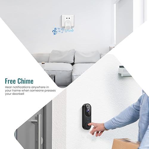 Miniatura 6 de Cámara de timbre de video 1080P inalámbrico, timbre incluido, audio de 2 vías, vista en vivo, detección humana, WiFi 2.4G, visión nocturna,