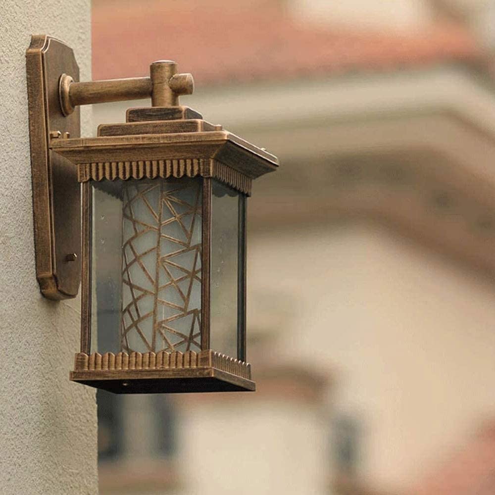 HLTYGWX Klasyczna wodoodporna kinkiet E27, odlewana ciśnieniowo aluminiowa latarnia ścienna Przemysłowa antyczna oprawa oświetleniowa ścienna Dziedziniec Patio Brama na ganku Krajobrazowe reflektory