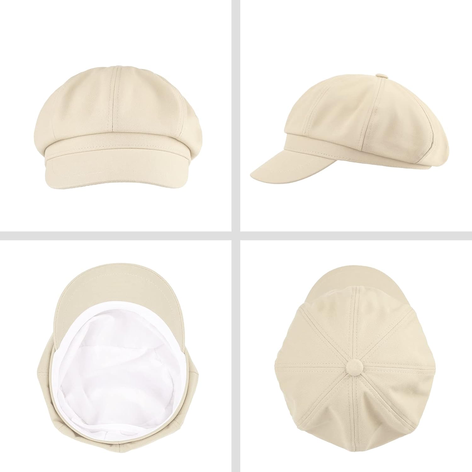 Surblue Women's Newsboy Cap 8 Panel Visor Beret Bakerboy Cabbie Fiddler Octagonal Winter Hat