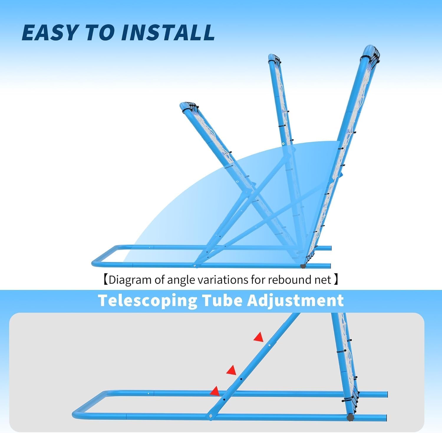 Soccer Rebounder, 2-in-1 Soccer Rebound Net Easy Setup, 6'x4.6' Large Net & 6'x16 Small Bounce Back Nets, for Outdoor Soccer Practice Team Volley Passing Solo Training