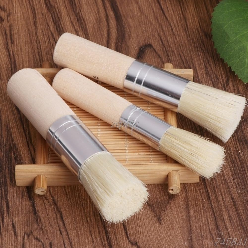 Lot De 6 Pinceaux à Pochoir Poils De Cochon - 3 Tailles Pour Peinture Acrylique, Aquarelle Et DIY