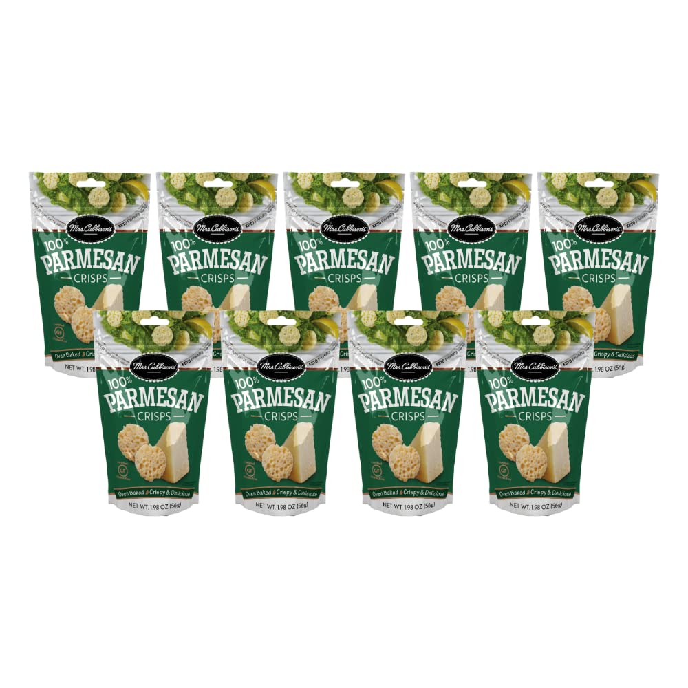 Mrs. Cubbison's Cheese Crisps | Parmesan Flavor | 1.98 Ounce, Pack of 9 | 100% Real Cheese | Keto Friendly | Great for Snacking and Salad Topper