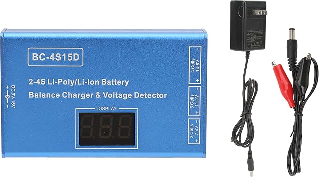 25W RC Balance Charger, 2S 3S 4S High Precision Lipo Battery Charger with Real-Time Voltage Display Hobby Charging Device for Model Aircraft Boat Truck US Plug 100-240v