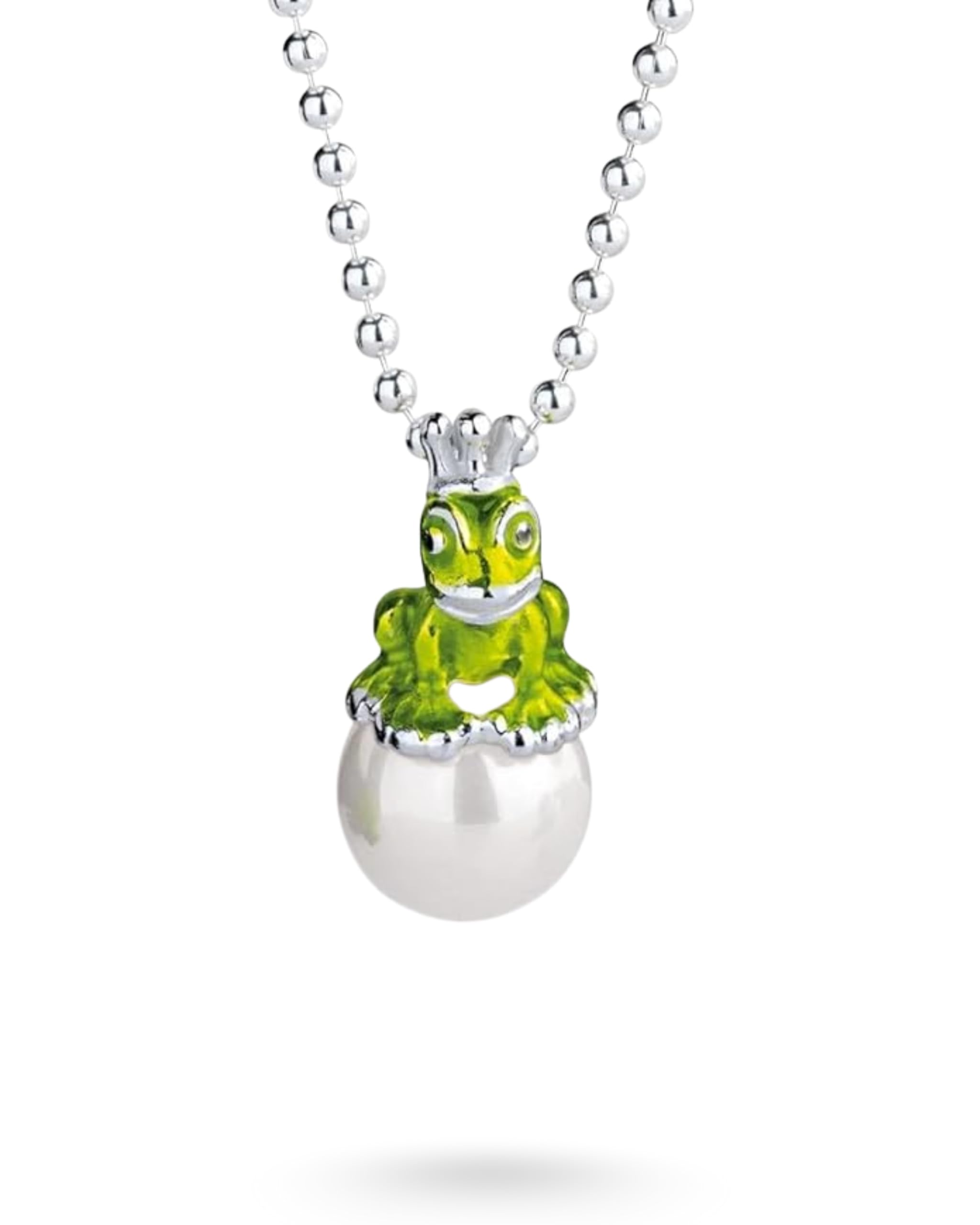 Heartbreaker "Froggy" Frosch-Anhänger I Edler Kettenanhänger aus 925 Sterling Silber I Nickelfreier Silber-Anhänger mit Muschelkernperle I In Goldschmiedequalität gefertigt I LD MN 38