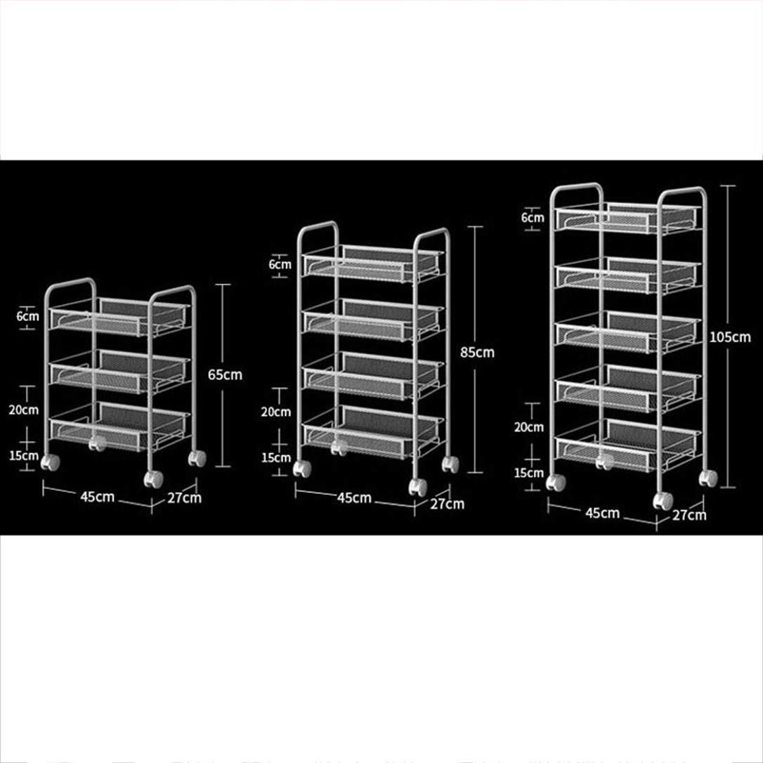 ZYFA Carrello Cucina a 3/4/5 Piani Servizio,con Rotelle Bloccabili, Scaffale Portaoggetti Mobile in Acciaio,Carrello Portaoggetti Multiuso, Carrello Salvaspazio, Scaffale Rete Metallica Contenitori