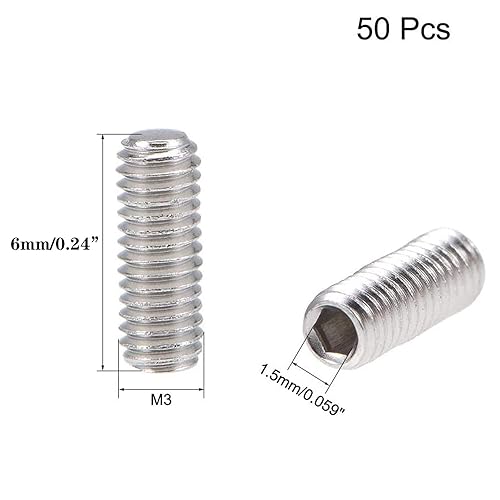 Miniatura 2 de Juego de 50 llaves hexagonales de acero inoxidable 304 M3x6mm M3x6mm Tornillos de punta plana tono plateado para perilla de puerta de toallero