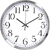 Coslife Wall Clock 12 inch Large Number Silent Quartz Decorative Clocks, Battery Operated, Decorative Home Office School Kitchensilver White