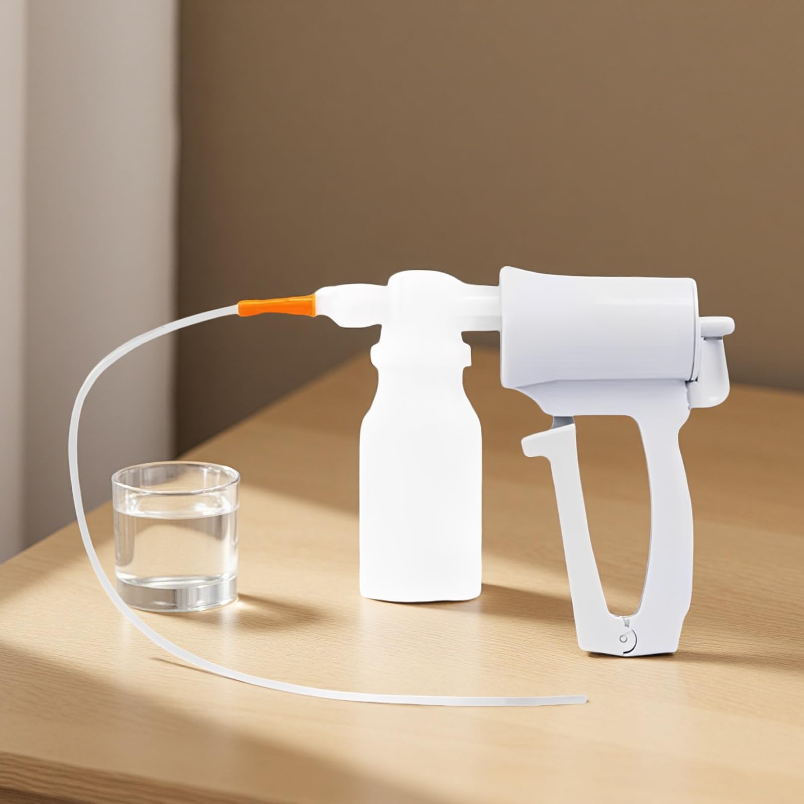 Handbetriebene Sputum-Absaugpumpe, tragbarer Aspirator mit manuellem Auslösegriff, kontrollierbarem Sog, leicht zu reinigen, kompaktem Design für Zuhause und unterwegs