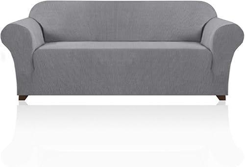 PrinceDeco Funda elástica para sofá de 3 cojines, protector de muebles con parte inferior elástica antideslizante, apta para perros (sofá, paloma)
