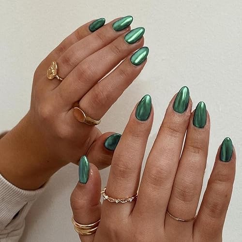 Mirror Metal Press on Nails Short Oval Acrylic Nails Press