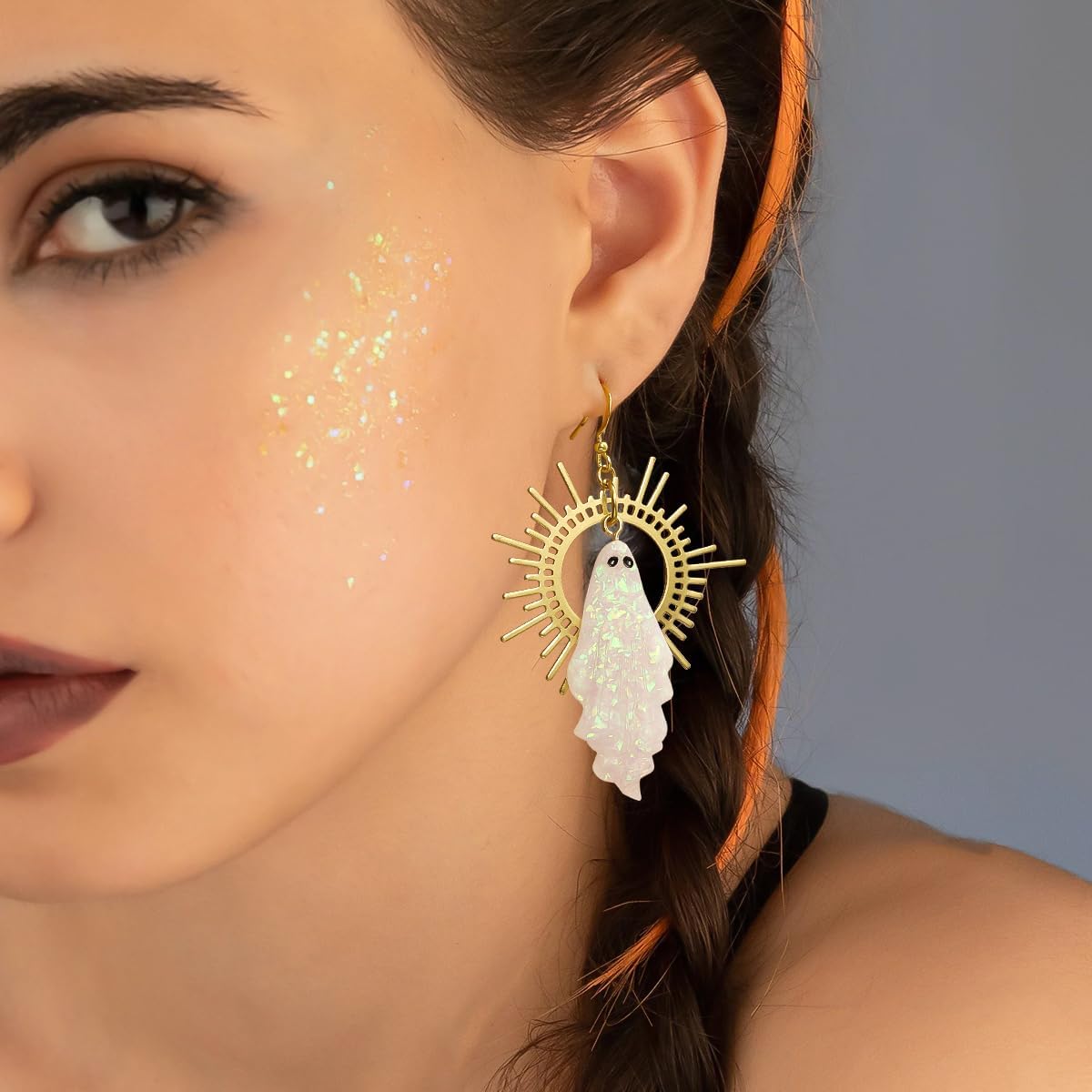 Halloween Ghost Earrings for Women – Gothic Sunburst Dangle Jewelry, Statement Halloween Costumes Accessories Gifts - Image 2
