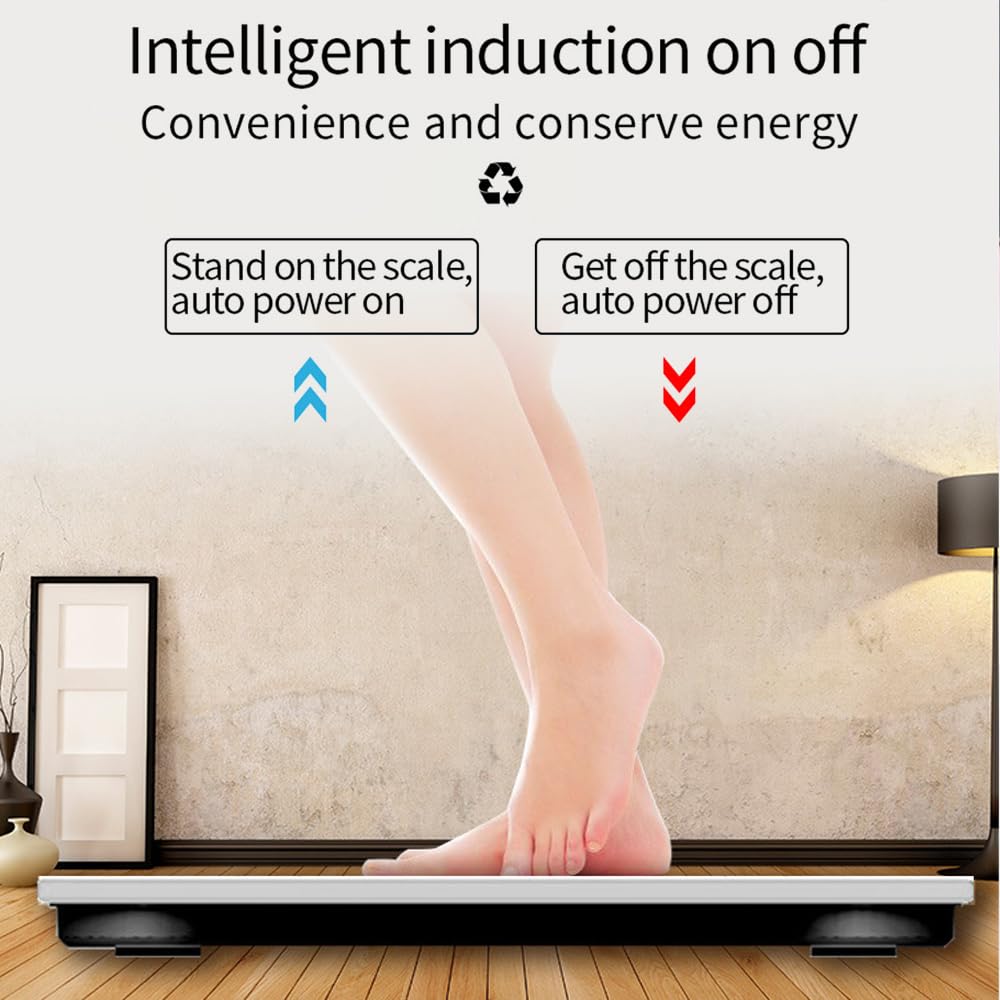 Báscula digital inteligente para peso corporal, báscula de peso, incluyendo IMC, grasa corporal, masa muscular, baterías incluidas (blanco)