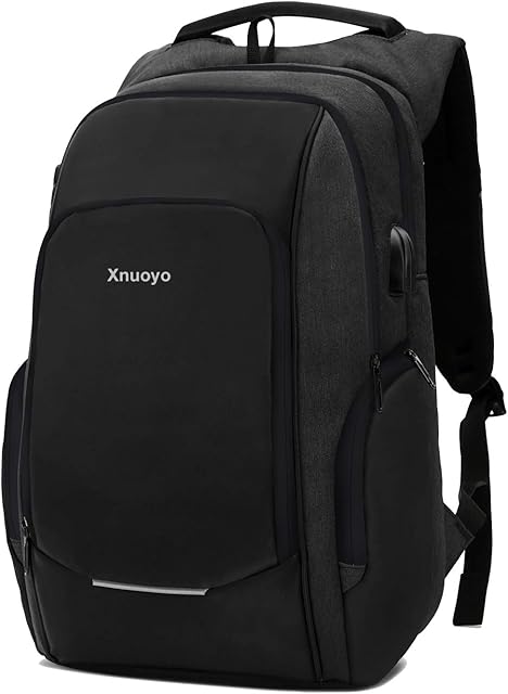 Xnuoyo Travel Laptop Backpack, 15.6 Inch Business Anti Theft Lock Slim Durable Laptops Backpack with USB Charging Port Headphone Hole, Water Resistant College School Computer Bag for Women Men, Black