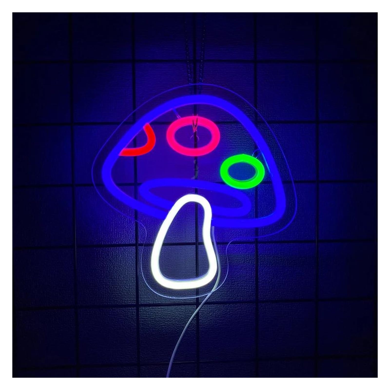 Lemst Blue Signs Lamp Mushroom Neon Lights, Usb Powered Light, Easy To Install, Bedroom Mushroom Lights 22Cmх23cm(Blue)