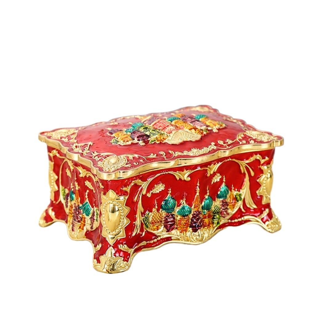 GPDNBIEU Jewellery boxes, Metal Zinc Alloy Jewelry Box Vintage Storage Creative Wedding Clamshell(White dinosaur Doodle4)