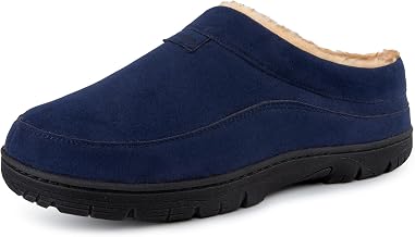 HomeTop Men Moccasin Slippers Soft Warm Non-slip Memory Foam Indoor Shoes Home