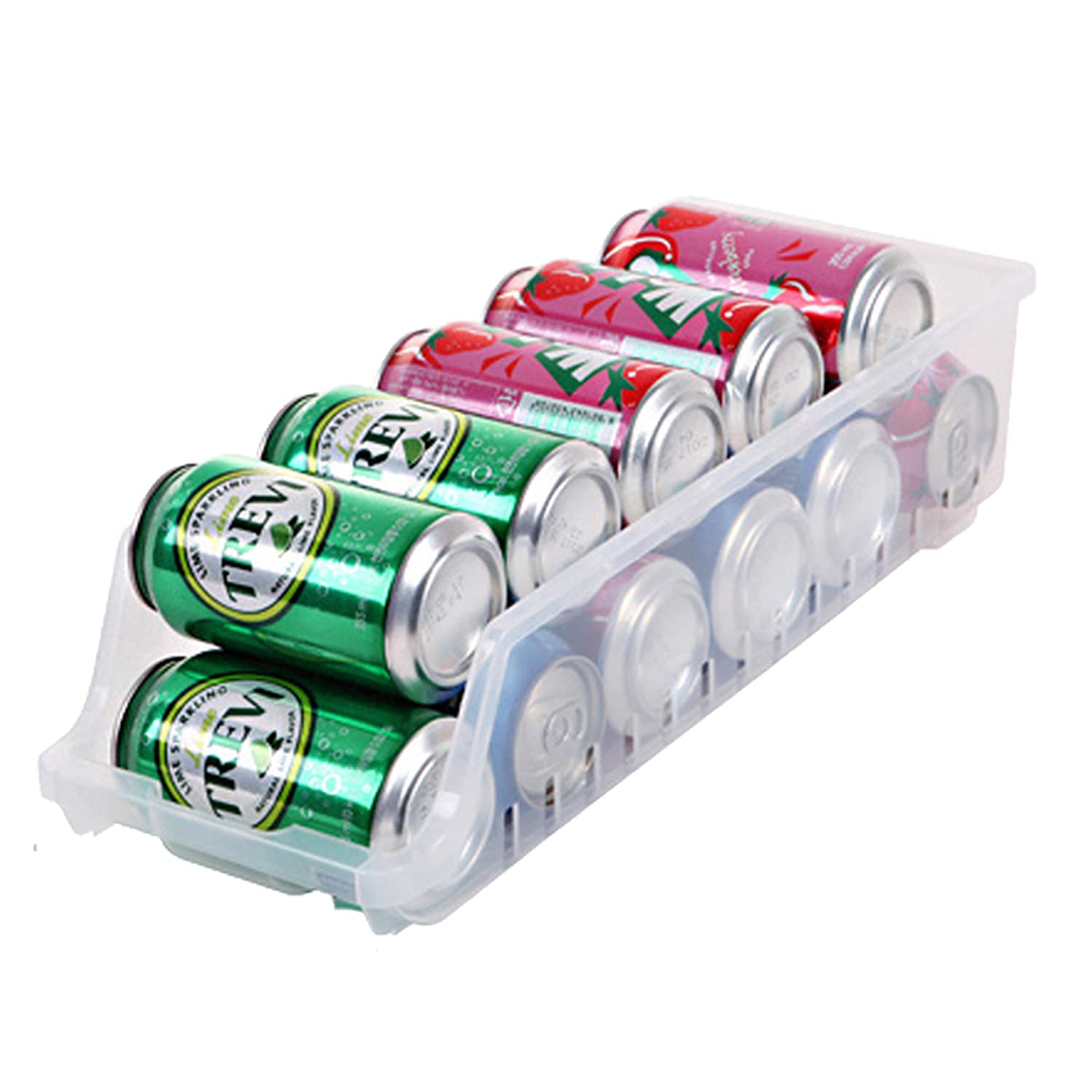 carrotez Soda Can Organizer 11-12 Standard Cans, Beverage Organizer for Refrigerator Pantry Freezer Kitchen Organization and Storage, Beverage Soda Dispenser Plastic BPA Free Storage Rack