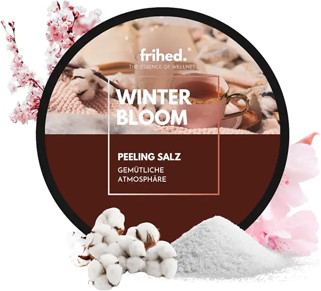 Sauna Peeling Salz Winter Blossom - Hochwertiges Peelingsalz mit Baumwollduft, 200g