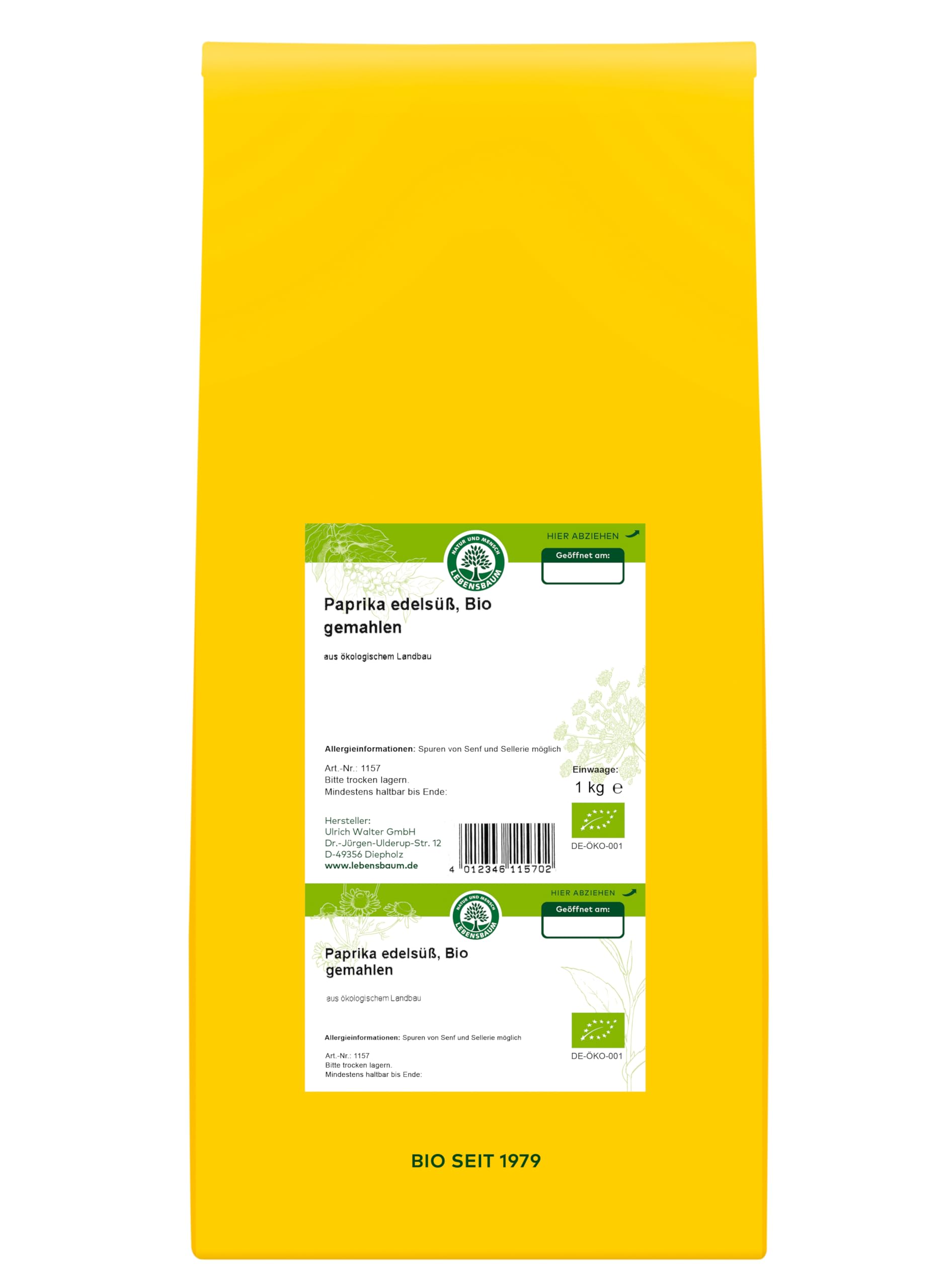 LEBENSBAUM Bio Gewürze Paprika edelsüß gemahlen, Paprikapulver edelsüss, Paprika Pulver, fruchtig-süß, Bio Gewürz 1 kg
