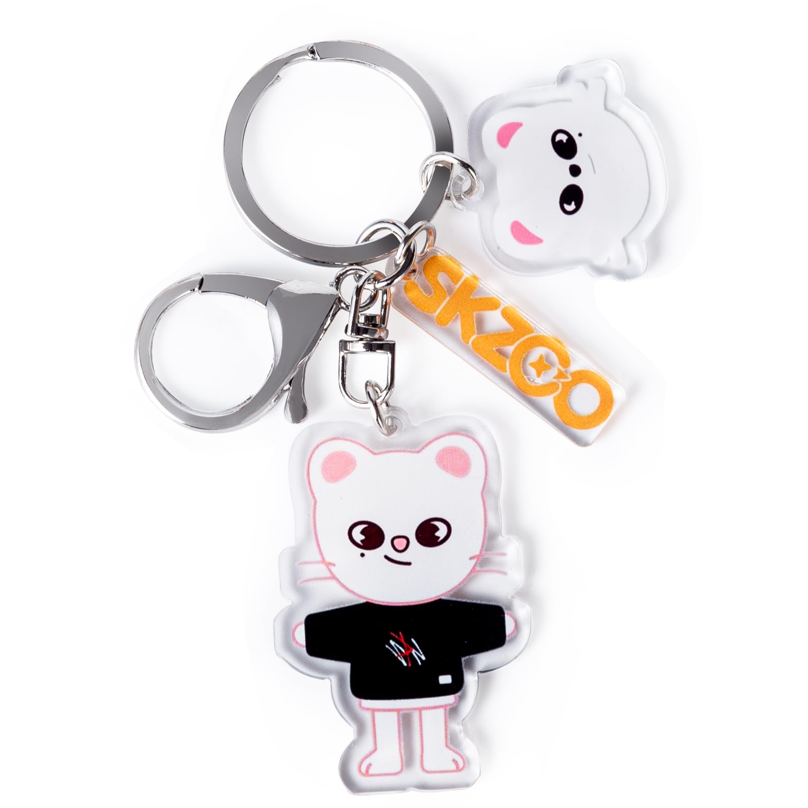 Feenmai Cartoon Keychain for Kids, Stray Kids Keychain Cute Animal Pendant, Acrylic Double Sided Pattern SKZ Backpack Pendant, B, Large