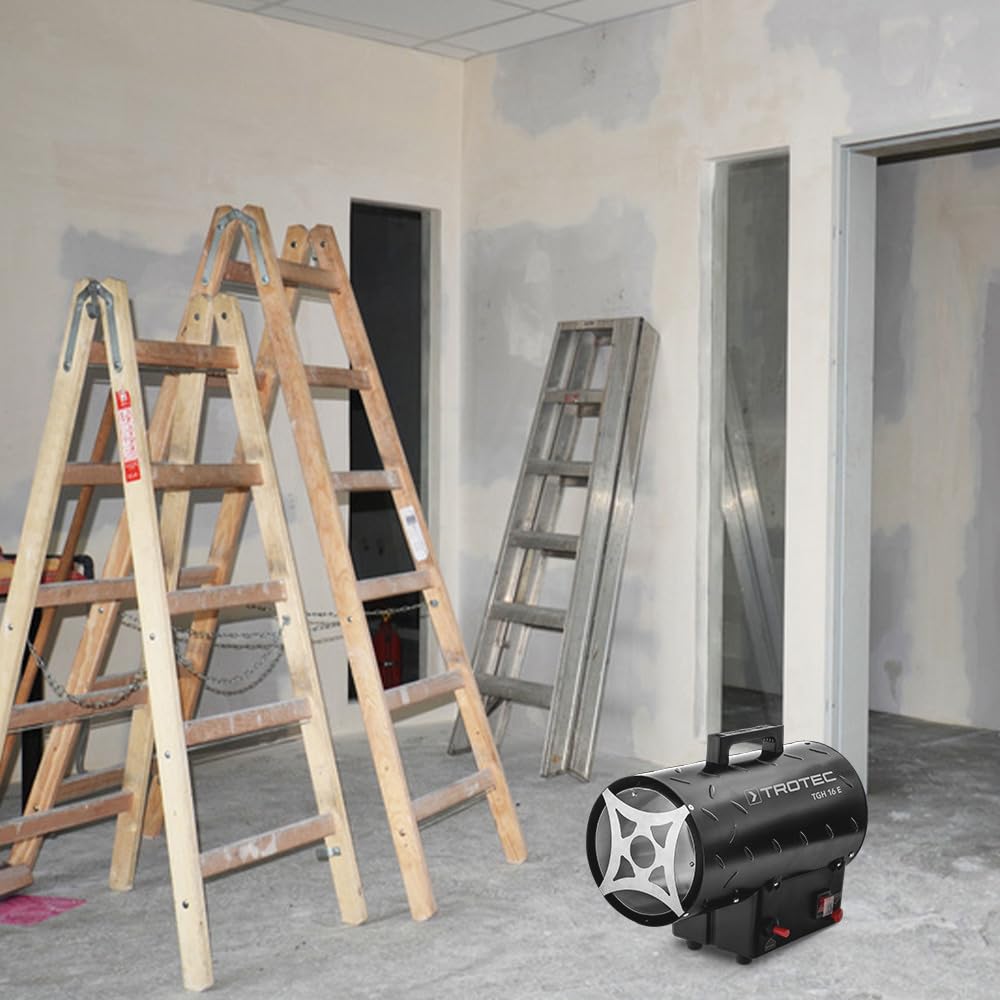 TROTEC Gasheizgebläse TGH 16 E – Heizleistung 15 kW – Elektroheizer Luftmenge 580 m³/h – Gaskanone, Bauheizer
