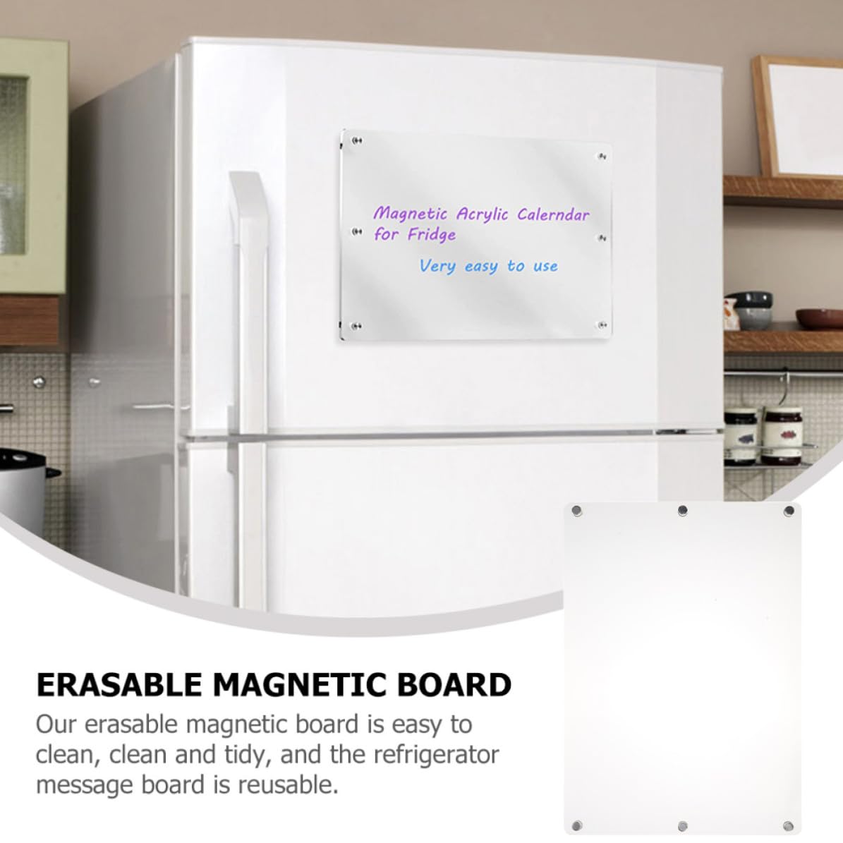 2 Stück Magnetische Whiteboard für Kühlschrank aus Acryl | Wiederverwendbar, Leicht zu Reinigen, für Tagesplanung und Notizen