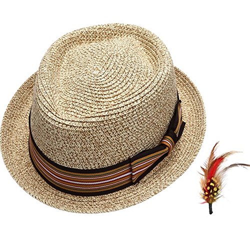 Epoch Hats Men's Premium Straw Porkpie Fedora Hat (S/M, A Natrual) #TOP3