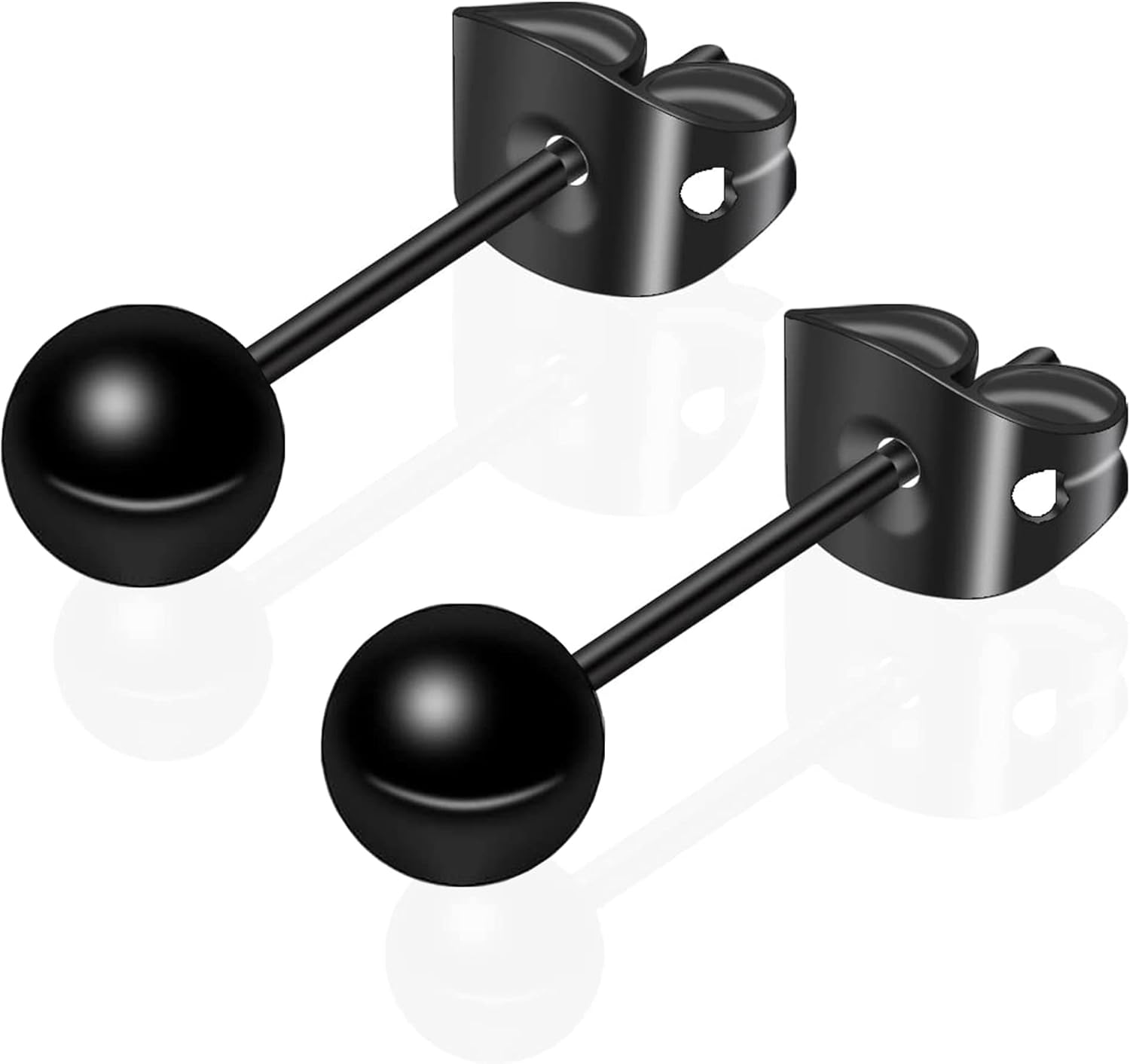 Titanium Flat Dot and Ball Stud Earrings Hypoallergenic for Women Men Rose Gold/Gold/Silver/Black Round Disc Earrings 3mm-6mm Options for Sensitive Ear(2pcs)