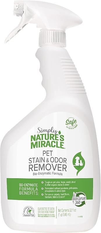 Removedor de Manchas e Odores de Animais Nature's Miracle com Fórmula Bioenzimática, 946 mL