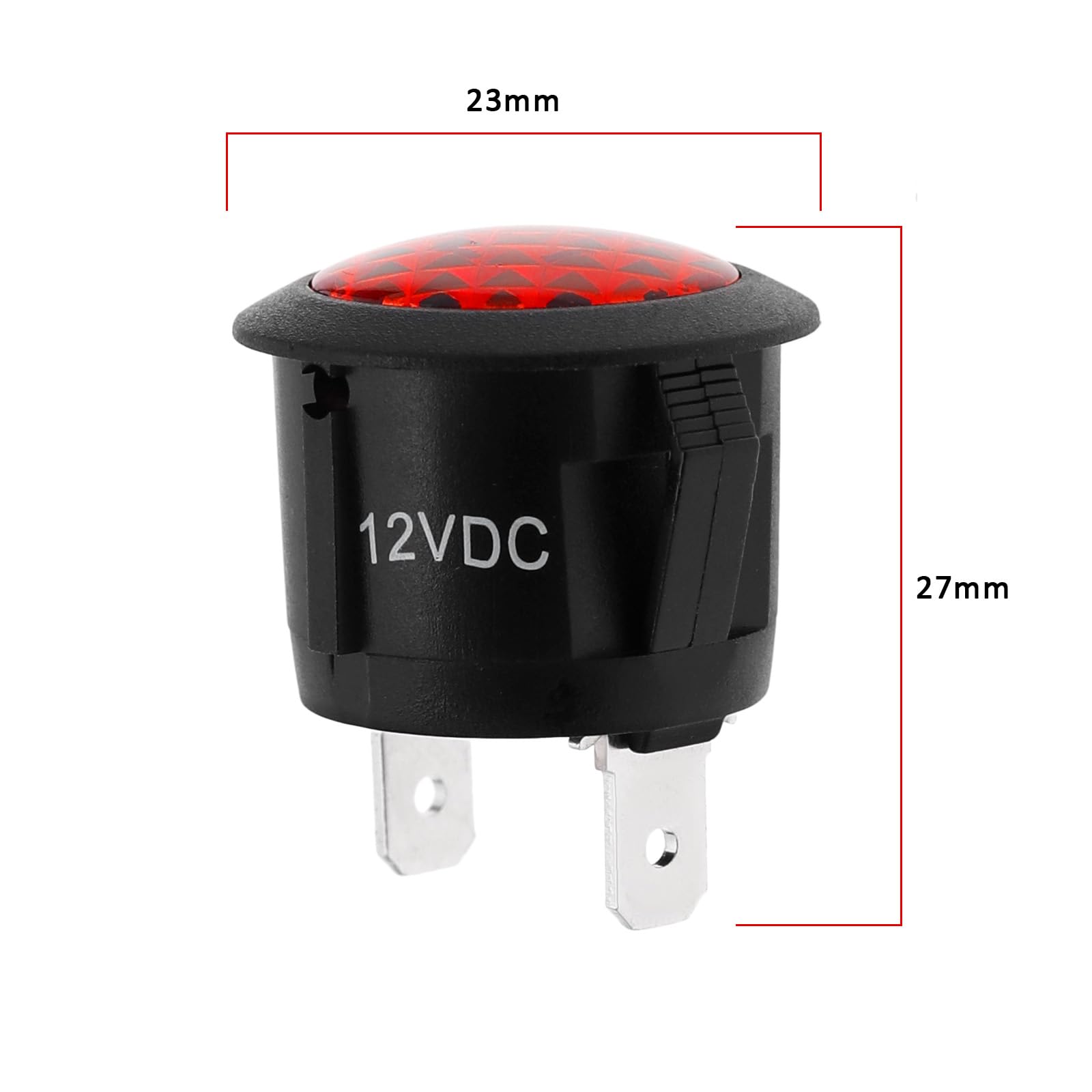 EMSea 4 pezzi Indicatore LED rosso DC 12V 20mm per montaggio su pannello auto