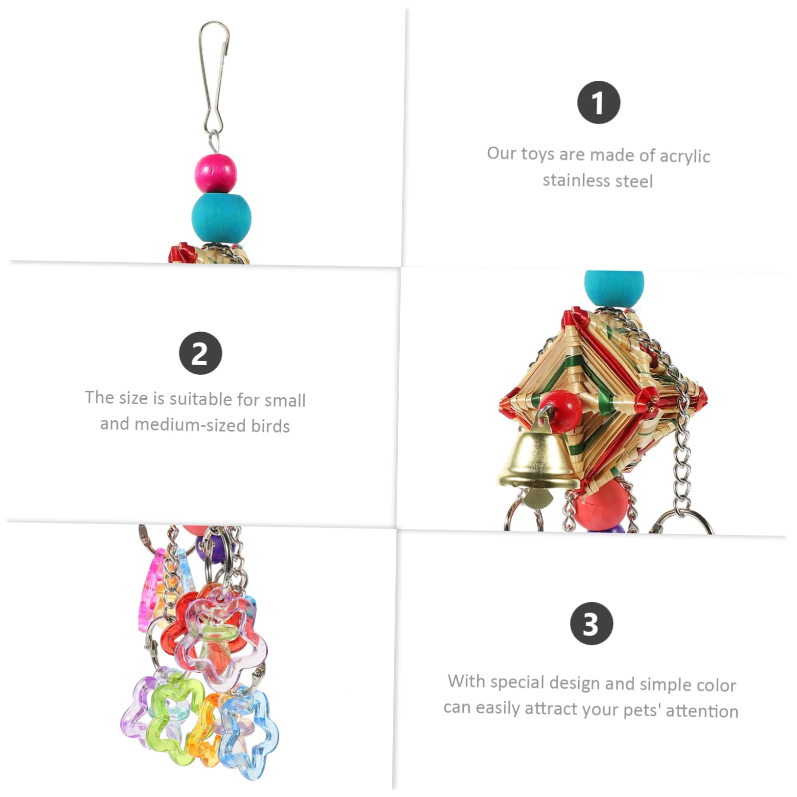 BESPORTBLE 5pièces Jou Mâcher Suspendu pour Perroquet Acrylique Accessoire Amusant pour Oiseaux De Compagnie Jou Grignoter Escalader pour Oiseaux