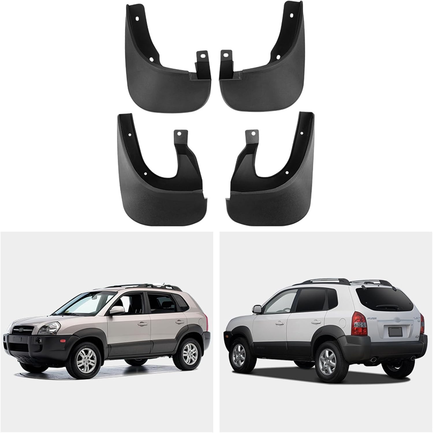 Car Mudguard Mud Flaps for Tucson 2006-2012 Molded Custom Front and Rear Mudflaps Splash Guards Flares Kit 4-PC Auto Accessories,Send 1 Car Wash Towel
