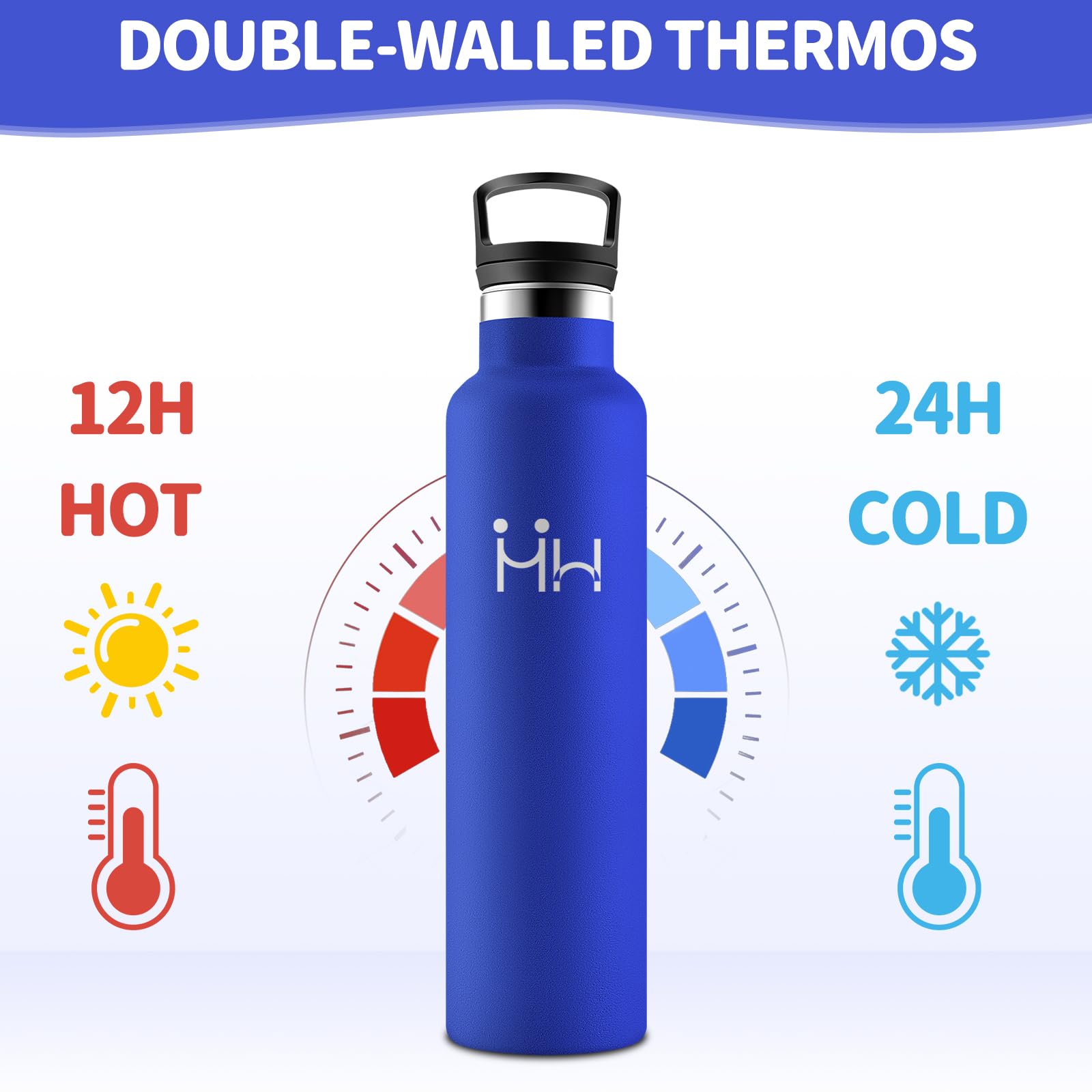 HoneyHolly Borraccia 1 Litro, Senza BPA, Bottiglia Termica, Sottovuoto a Doppia Parete, Borracce Termiche, 18/8 Acciaio Inox, Borraccia Termica con Cannuccia, Termos per Palestra, Sport, Bici