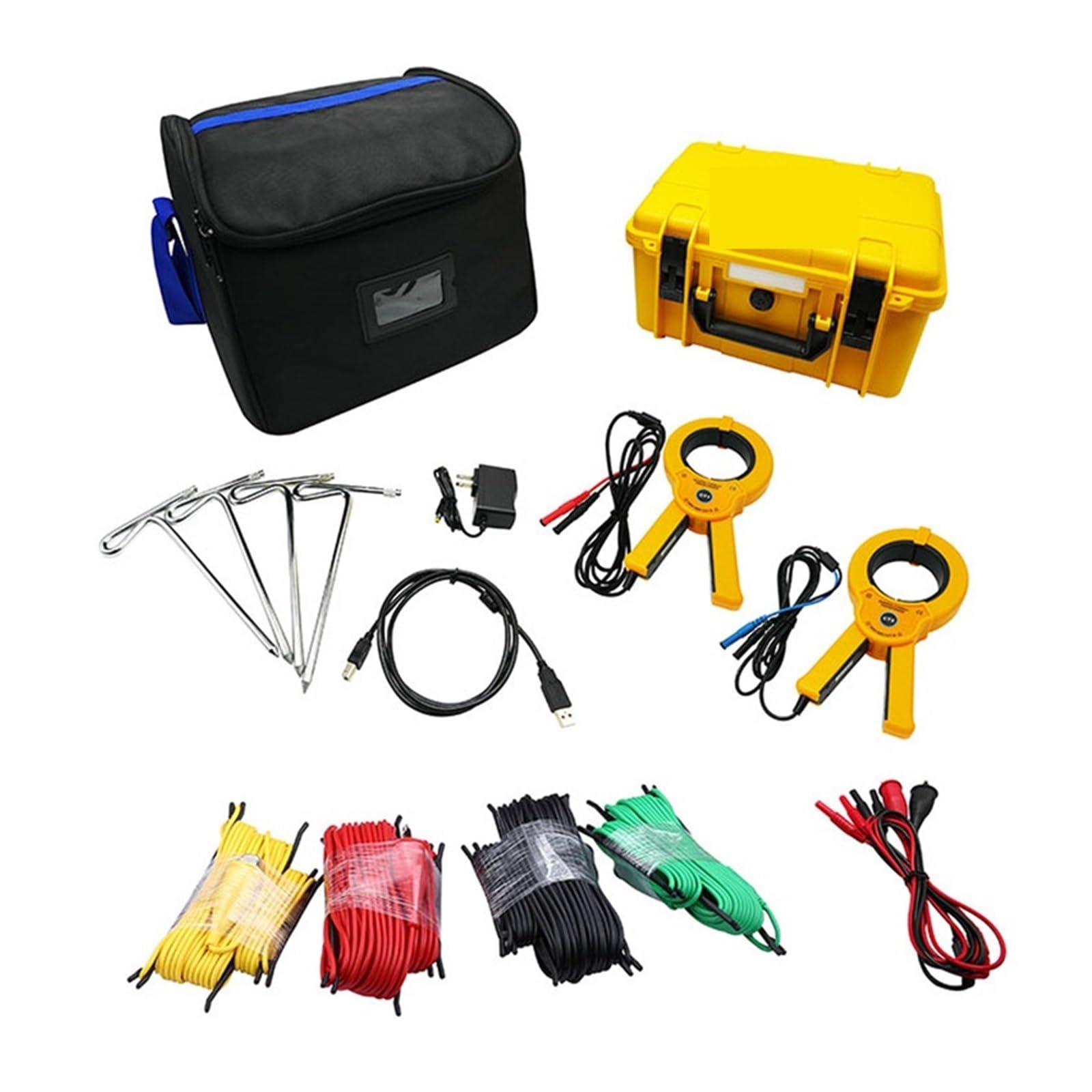 Probador de Resistencia, Medidor de resistencia de tierra de doble abrazadera multifunción CA 0~600V CA 0.00mA~600A
