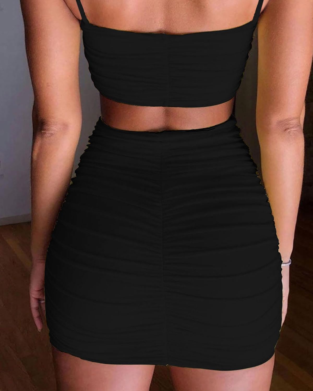 Women's Sexy Mini Skirts Ruched Bodycon Double Layer Club Skirt Trendy Short Skirts Adjustable Length - Image 6