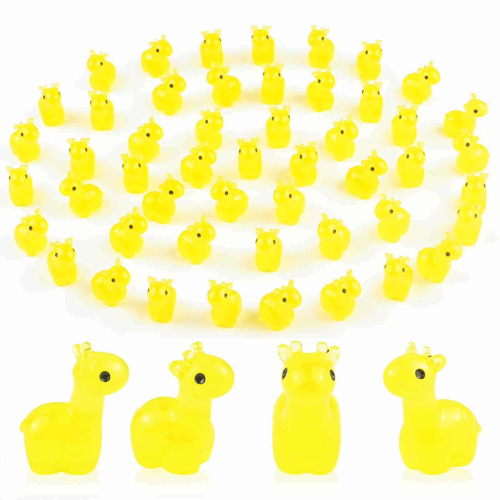HOMICO 50 Pieces Mini Giraffe Animals Decor Luminous Mini Resin Animals for Dollhouse Micro Fairy Garden Landscape Aquarium Party Decorations