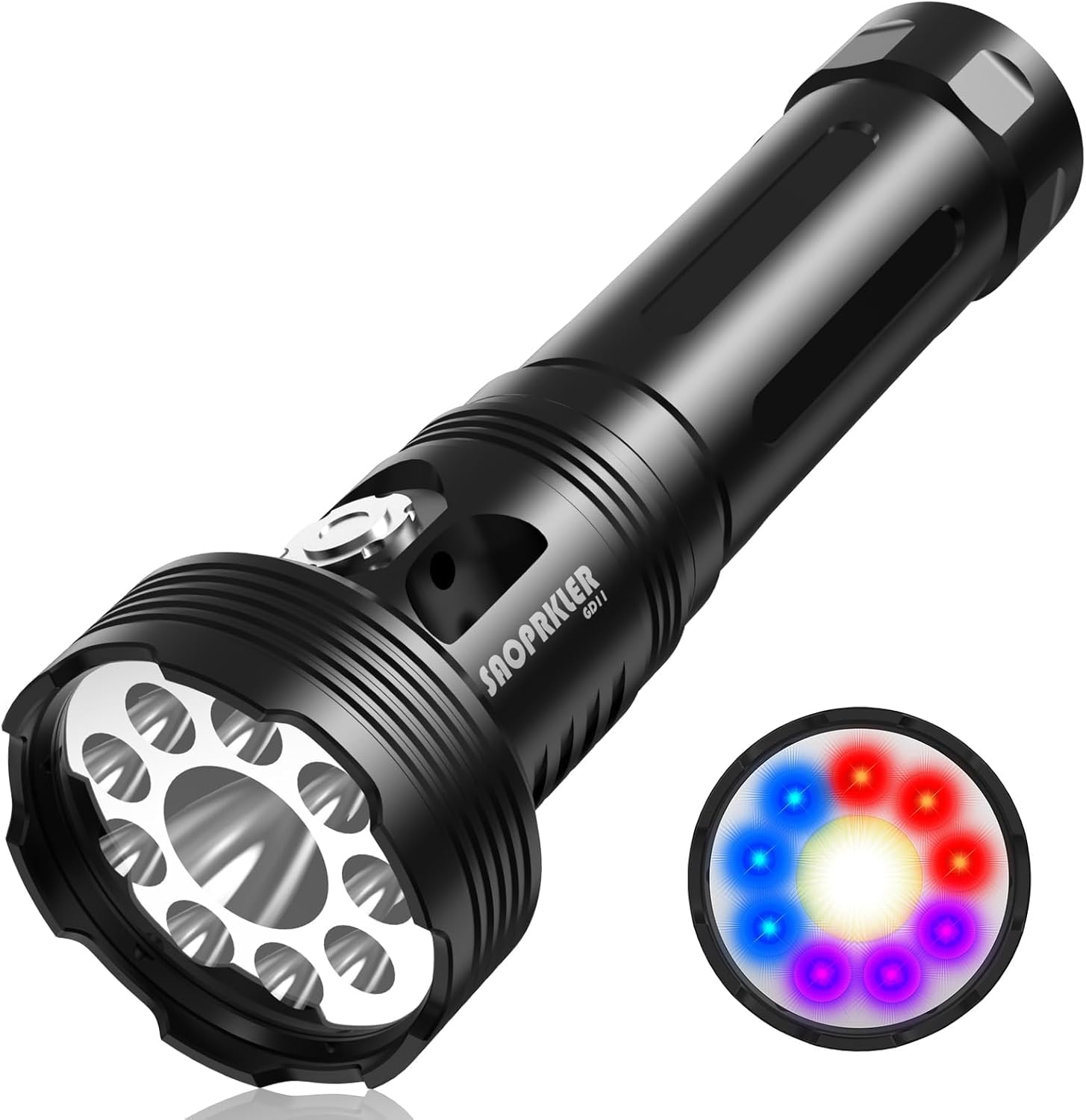 SAOPRKLER GD11 - Luz de buceo de 2200 lm, linterna de buceo subacuática impermeable de 200 m con modos rojo/azul/UV, linterna de buceo con base magnética para pesca submarina y buceo nocturno