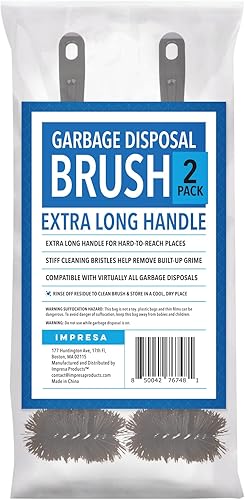 Miniatura 14 de Impresa Cepillo de limpieza para triturador de basura con mango extra largo, elimina residuos, olores y acumulación, cepillo limpiador de drenaje
