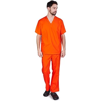 Amazon Com Natural Uniforms Men S Scrub Set Medical Scrub Tops And Pants 4x Large Orange Clothing