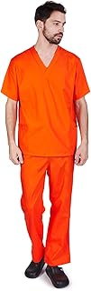 M&M SCRUBS Men Scrub Set Medical Scrub Top and Pants M Orange